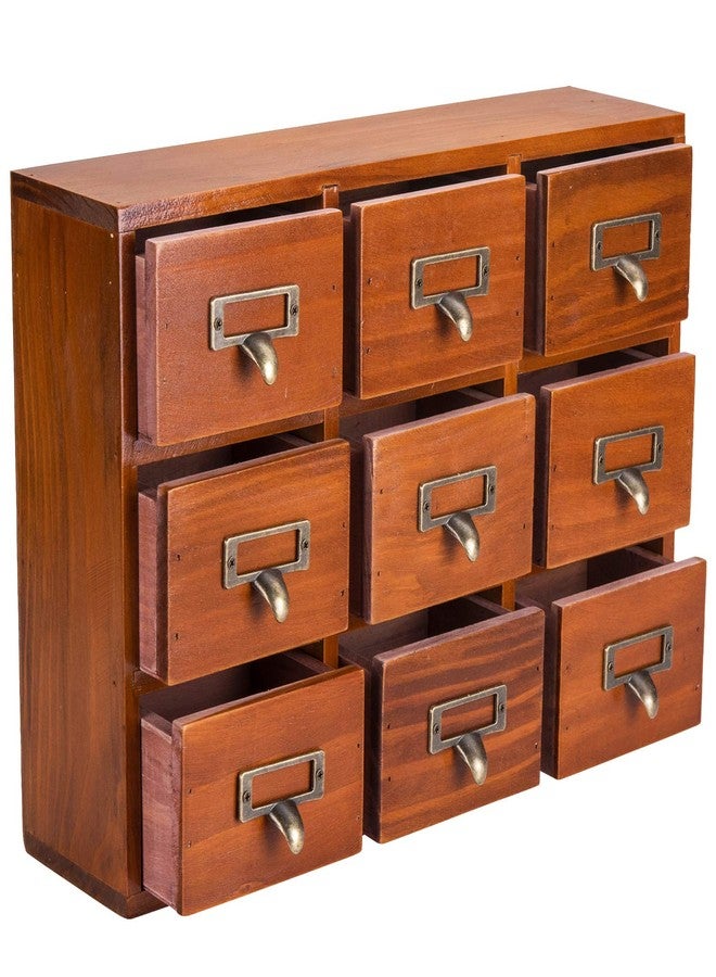 Primo Supply Wooden Drawer Organizer for Desktop - Vintage Apothecary Cabinet w/ 9 Drawers - Wood Desk Organizer - Home Office Desk Organizers and Accessories - Tabletop Chest of Drawers for Bedroom Organization - Image 1
