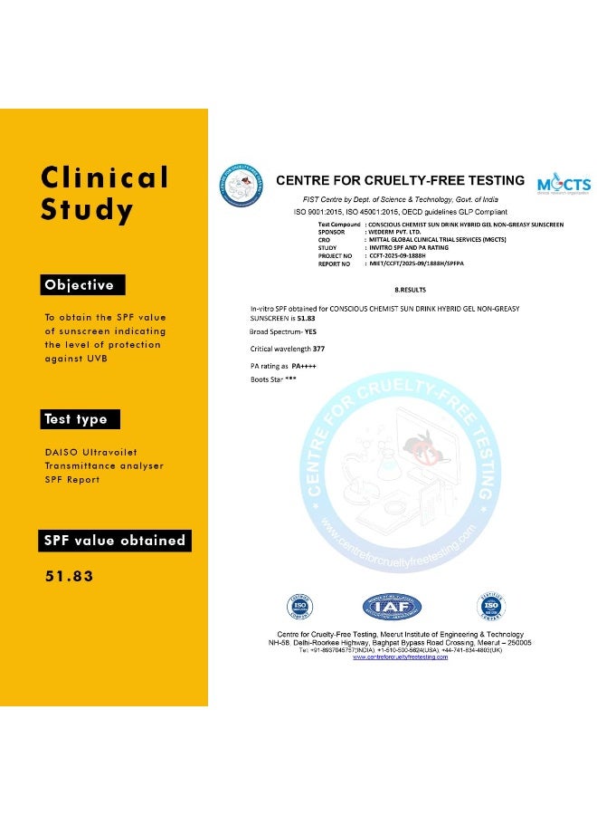 Conscious Chemist® Dewy Ceramide Sunscreen SPF 50 PA++++ | For Oily Skin | UVA/UVB & Blue Light Protection | Fragrance-Free | For Men & Women, All Skin Type - Sun Drink | 20g - Image 3