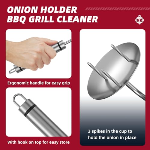 Solldgt Onion Holder Grill Brush, BBQ Grill Brush Bristle Free for Outdoor Grill, Grill Cleaning Brush Tools for Blackstone Charcoal Grills Gas Grills, Grill Cleaner Brush BBQ Grill Accessories - Image 3