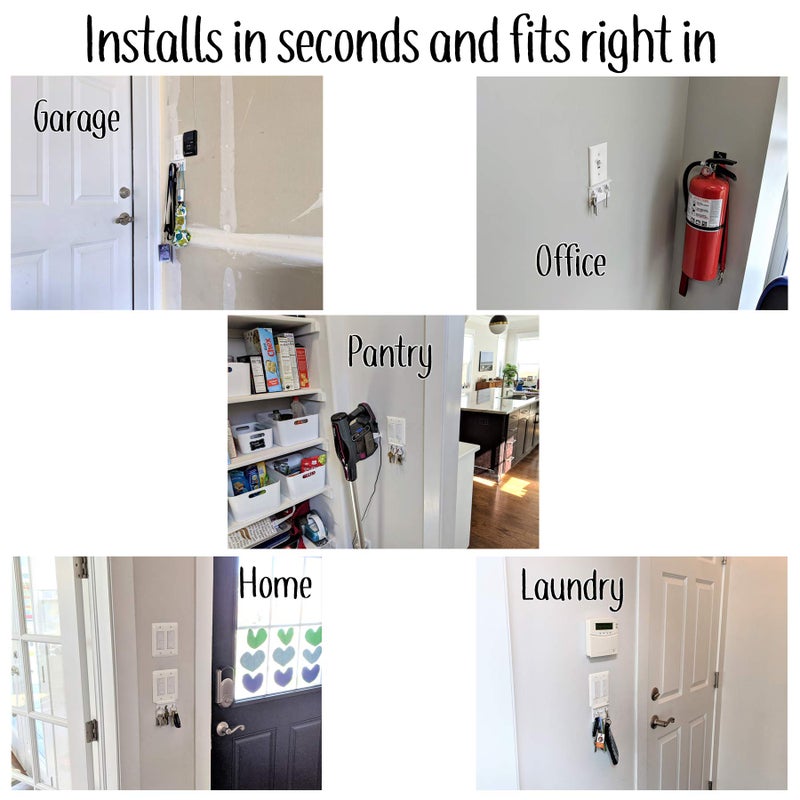 Mount Genie The No-Screwups Key Hook Organizer by Mount Genie (Black, 1-Pack): Wall Mount with No Damaging Screws or Tape. Installs in Seconds on Any Light Switch. Great for Entryway, Mudroom, Kitchen, Office - Image 4