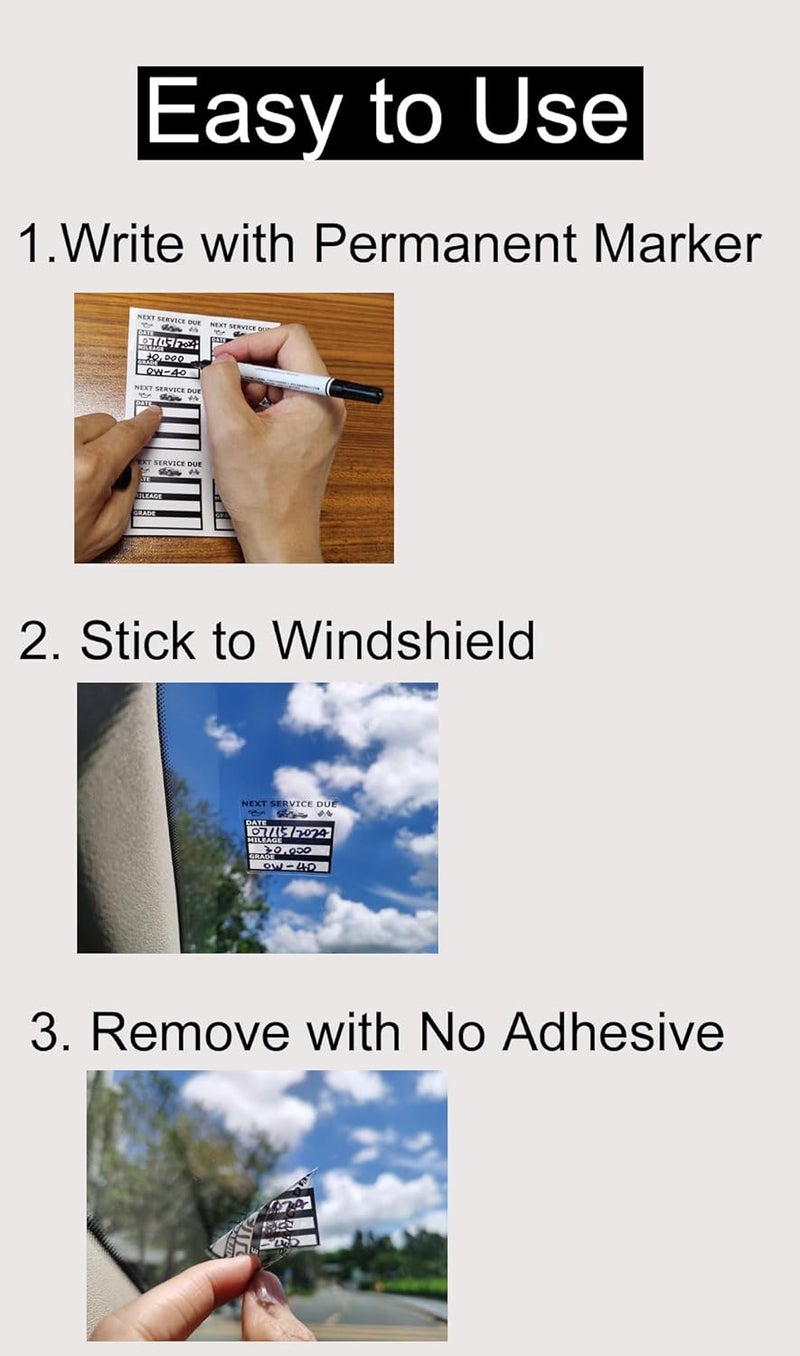 NOYOC Oil Change Stickers, Static Cling 120 Count 2x2 Inches Oil Change Reminder Sticker for Windshield, No Residue Clear Next Service Due Maintenance Labels for Car Auto Vehicle Window Decals (Black) - Image 5