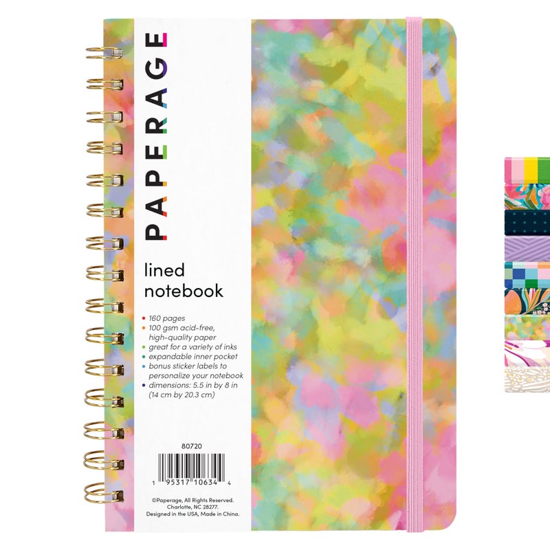 PAPERAGE Lined Spiral Journal Notebook, (Whimsical Garden), 160 Pages, Hardcover Journal for Women & Men, Medium 5.5 in x 8 in - 100 GSM, Thick Paper, Spiral Notebook for Work, School & Journaling - Image 1