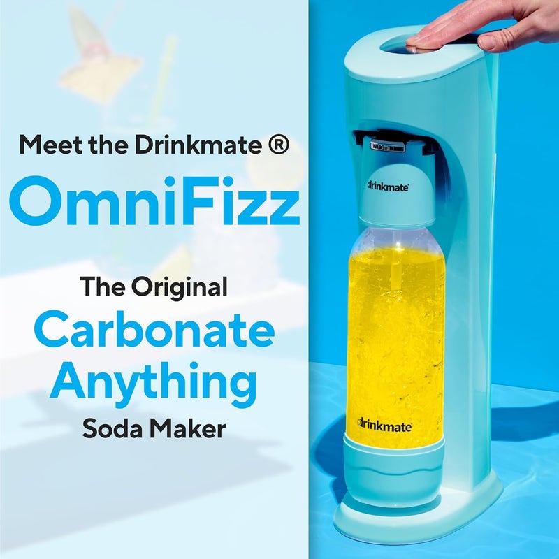 DrinkMate OmniFizz Sparkling Water and Soda Maker, Carbonates Any Drink Without Diluting It, CO2 Cylinder Not Included (Arctic Blue) - Image 1