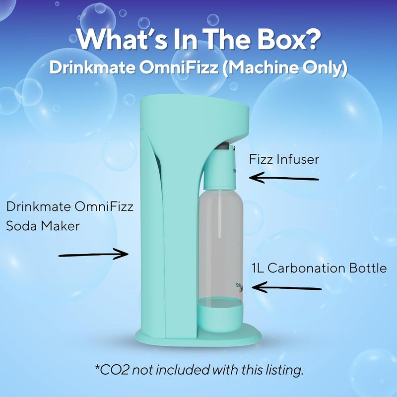 DrinkMate OmniFizz Sparkling Water and Soda Maker, Carbonates Any Drink Without Diluting It, CO2 Cylinder Not Included (Arctic Blue) - Image 4