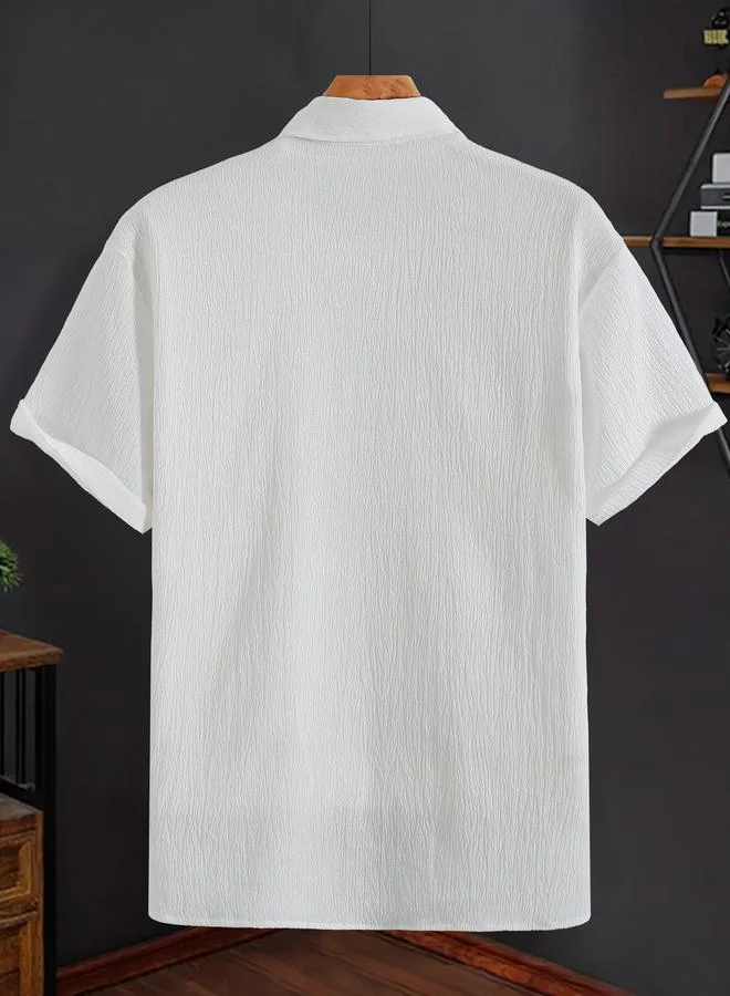 Take Two Men White Textured Short Sleeve Shirt