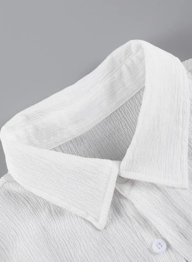 Take Two White Men White Textured Short Sleeve Shirt for Men | Best Price UAE