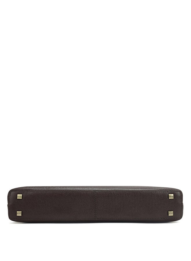 Da Milano Leather Brown Laptop Bag with Adjustable Shoulder Strap - Image 5