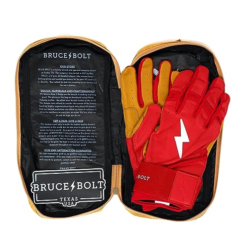 BRUCE BOLT Original Series Long Cuff Red Batting Glove - Red Large - Image 5