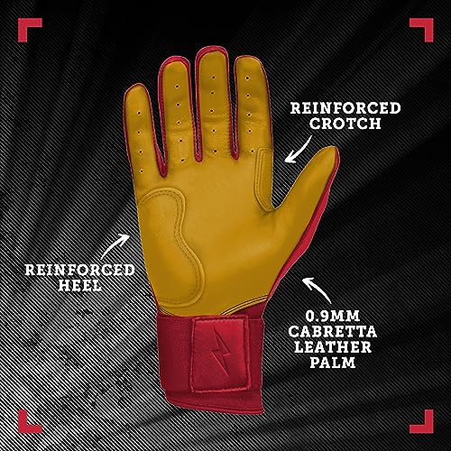 BRUCE BOLT Original Series Long Cuff Red Batting Glove - Red Large - Image 3