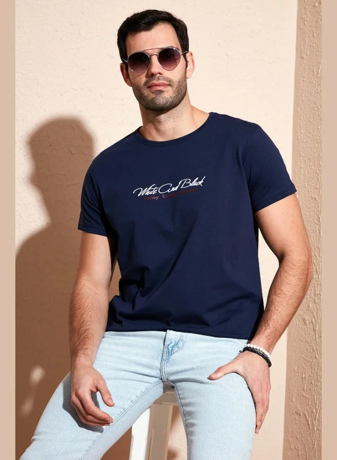 Buratti  Buratti Cotton Slim Fit Crew Neck Written T Shirt Men's T SHIRT 541ENJOY for Men | Best Price UAE
