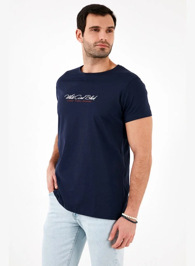 Buratti  Buratti Cotton Slim Fit Crew Neck Written T Shirt Men's T SHIRT 541ENJOY for Men | Best Price UAE