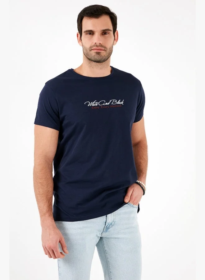 Buratti  Buratti Cotton Slim Fit Crew Neck Written T Shirt Men's T SHIRT 541ENJOY for Men | Best Price UAE