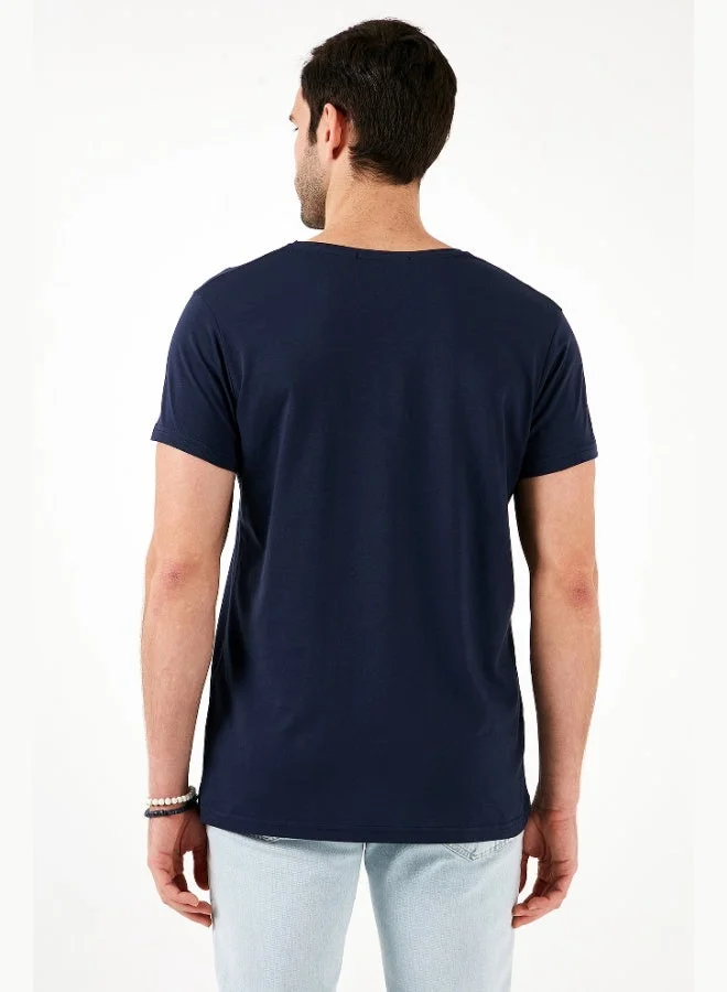 Buratti  Buratti Cotton Slim Fit Crew Neck Written T Shirt Men's T SHIRT 541ENJOY for Men | Best Price UAE