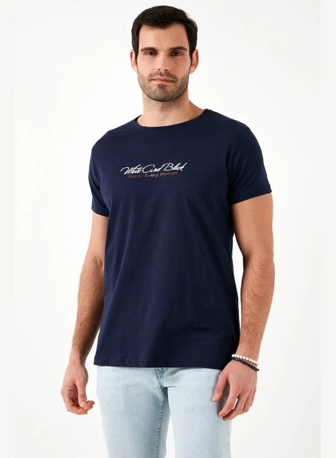 Buratti  Buratti Cotton Slim Fit Crew Neck Written T Shirt Men's T SHIRT 541ENJOY for Men | Best Price UAE