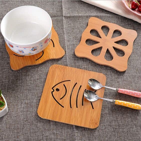 DHRUSIMI Home Kitchen Multifunction Bamboo Heat Resistant Pads Trivet Round MultiSize Placemat Coaster for Hot DishesPotBowlCupMupTeapotHot Pot Holders Wood 6 Pcs - Image 3