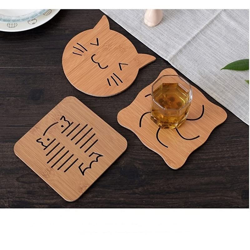 DHRUSIMI Home Kitchen Multifunction Bamboo Heat Resistant Pads Trivet Round MultiSize Placemat Coaster for Hot DishesPotBowlCupMupTeapotHot Pot Holders Wood 6 Pcs - Image 5