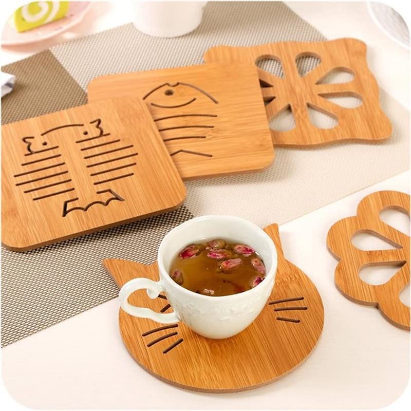 DHRUSIMI Home Kitchen Multifunction Bamboo Heat Resistant Pads Trivet Round MultiSize Placemat Coaster for Hot DishesPotBowlCupMupTeapotHot Pot Holders Wood 6 Pcs - Image 4