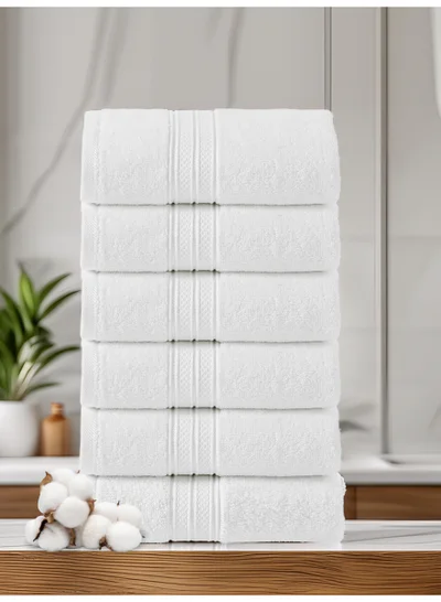 Donetella 6-Pcs Hand Towel Set (40x70 cm) – 100% Combed Cotton 600 GSM | Quick Dry, Ultra-Absorbent, Thick & Plush | Ideal for Spa, Gym, Hotel & Everyday Luxury