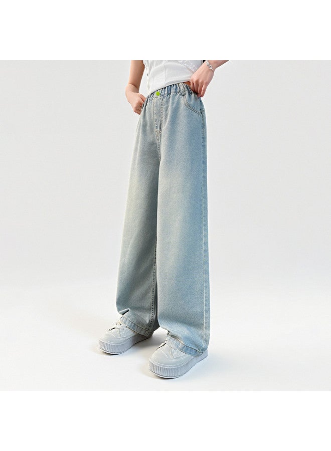 Bumblebee Girls Pants Summer 2025 New Arrival Fashionable Straight Wide Leg Thin Trendy Outfit For Big Kids - Image 4