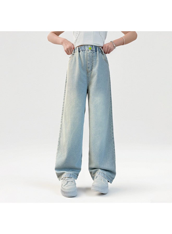 Bumblebee Girls Pants Summer 2025 New Arrival Fashionable Straight Wide Leg Thin Trendy Outfit For Big Kids - Image 5