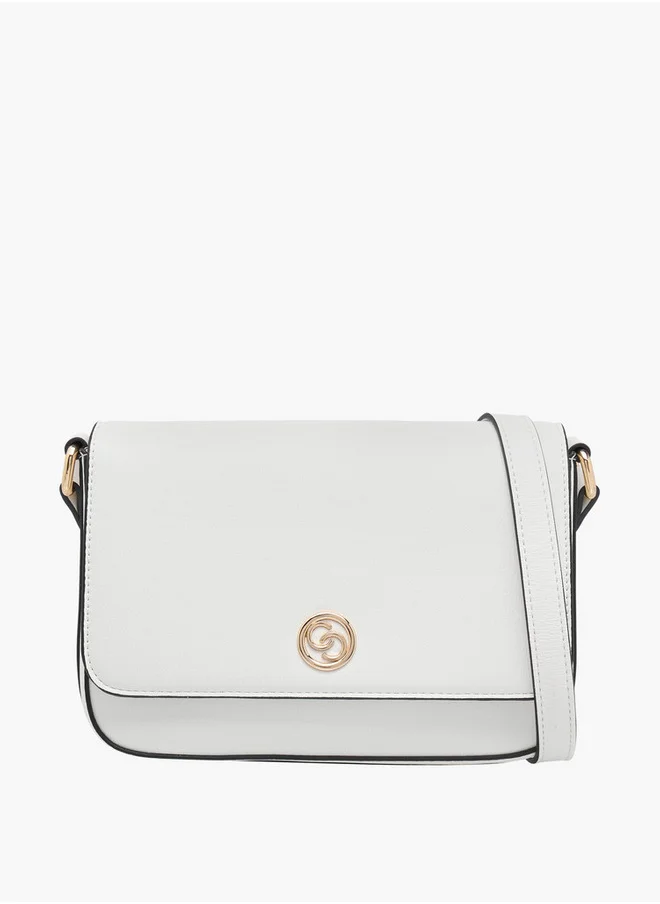 Celeste Solid Crossbody Bag with Flap Closure and Adjustable Strap