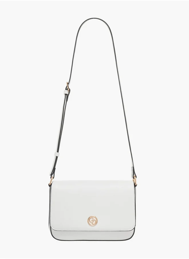 Celeste Solid Crossbody Bag with Flap Closure and Adjustable Strap