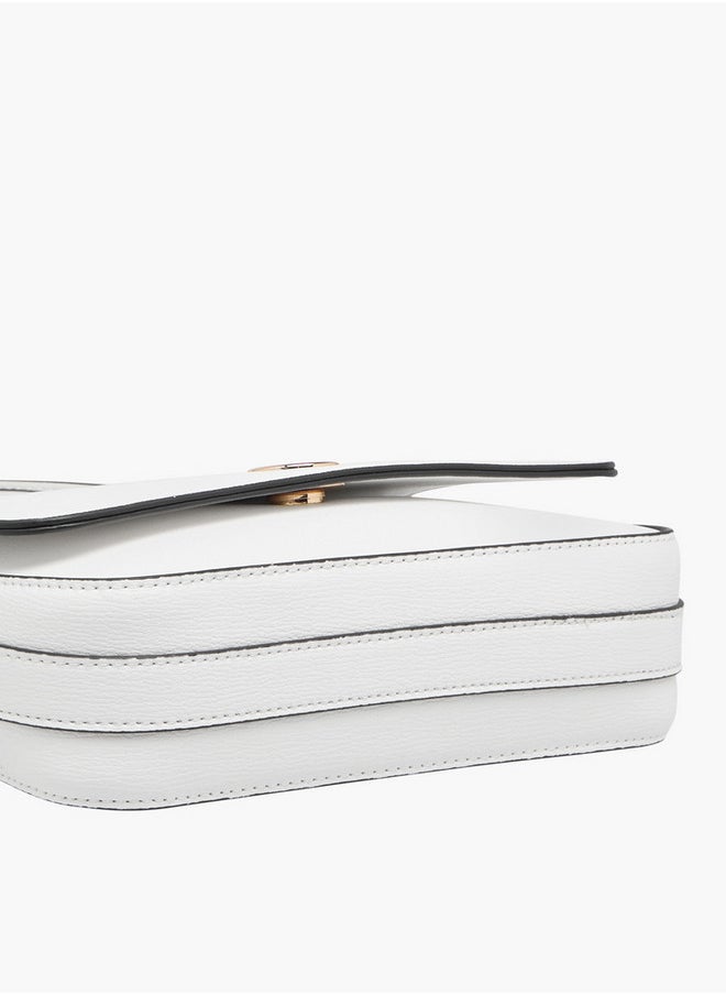 Women's Metallic Crossbody Bag with Flap Closure and Adjustable Strap