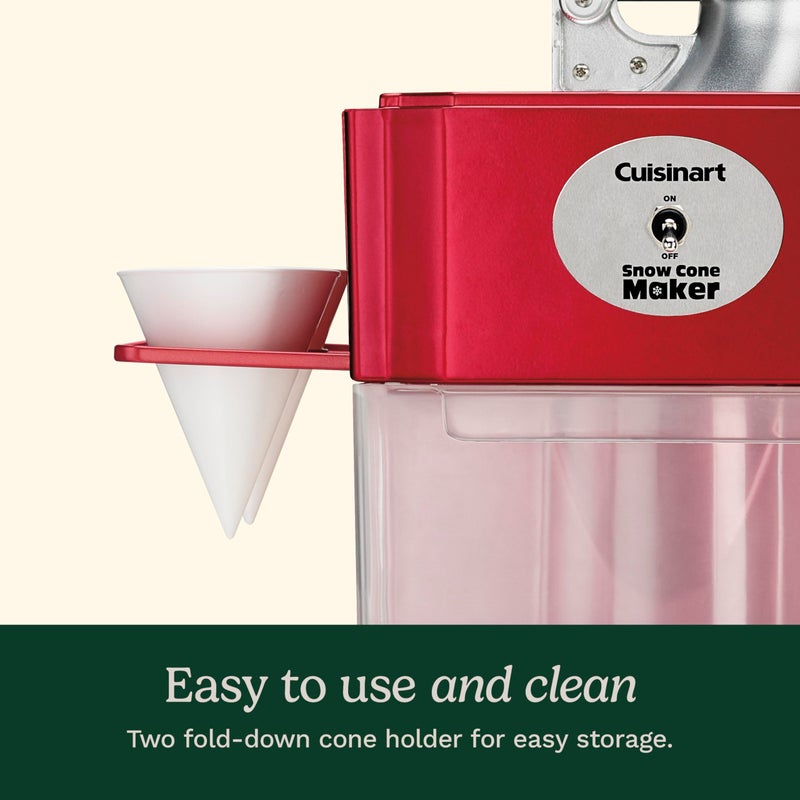 Cuisinart آلة صنع الثلج من كويزينارت - تصنع 5 أكواز مثلجة للمشروبات المجمدة والمثلجات - تشمل أكواز قابلة لإعادة الاستخدام وأخرى ورقية، حمراء، SCM-10P1 - Image 5