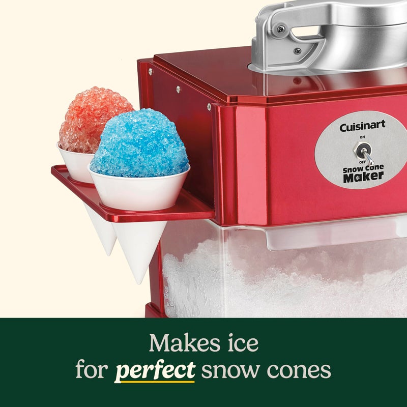 Cuisinart آلة صنع الثلج من كويزينارت - تصنع 5 أكواز مثلجة للمشروبات المجمدة والمثلجات - تشمل أكواز قابلة لإعادة الاستخدام وأخرى ورقية، حمراء، SCM-10P1 - Image 4