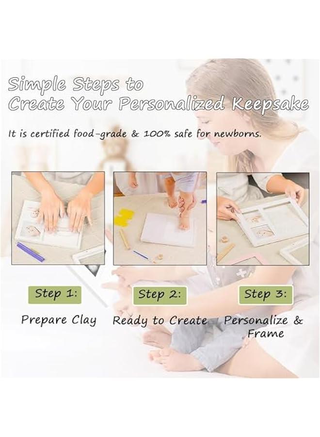 HOOKOR Baby Hand and Footprint Makers Kit, Keepsake Frame for Newborn Boys & Girls Baby - Baby Registry New Mom Baby Shower Reveal Gift, Boy or Girl Nursery Photo Prints - Image 4
