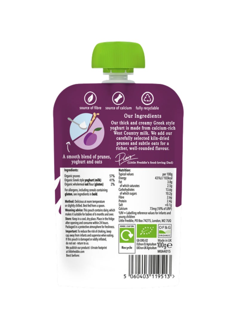 Little Freddie Organic Creamy Prune With Oats Greek Style Yoghurt  (6+ Months) 100g - Image 2