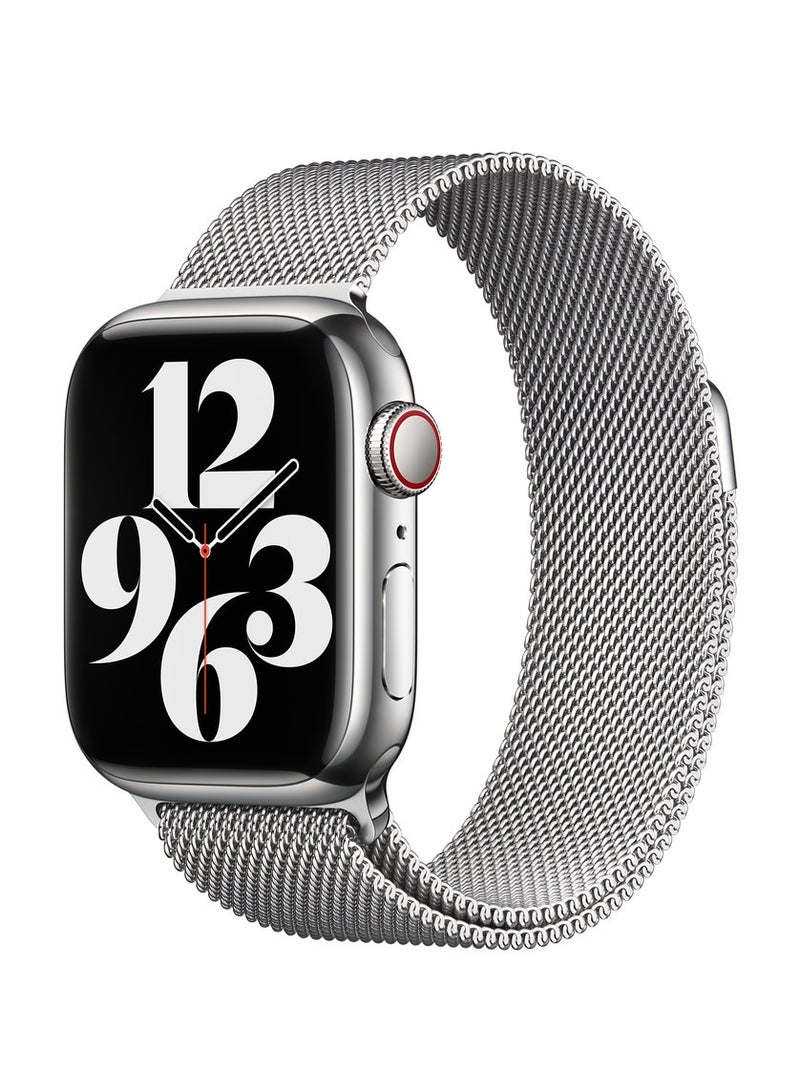 O Ozone Milanese Loop Strap For Apple Watch Series 10 9 8 7 6 5 4 SE, 38/40/41/42mm Single Magnetic Stainless Steel Wristbands Band- Silver - Image 1