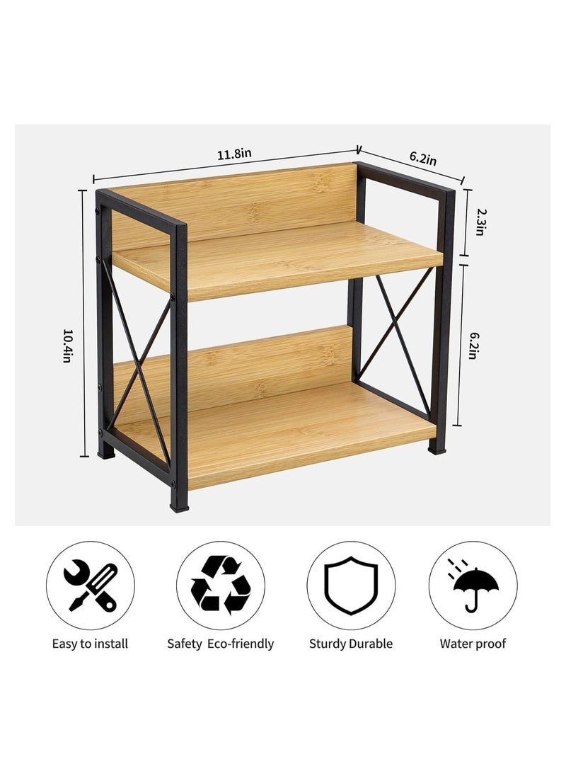 XICEN 2 Tier Bamboo  Wooden Spice Rack and Organizer, Seasoning Spice Jar Organizer,Tiered Wooden Spice Racks Free Standing for Cabinet Drawers and Countertop  - Image 5