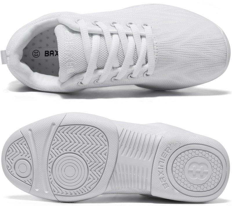 BAXINIER Girls Cheer Shoes White Youth Competition Cheerleading Dance Sneakers Lightweight Athletic Training Tennis Walking Footwear - White 12 Little Kid - Image 4