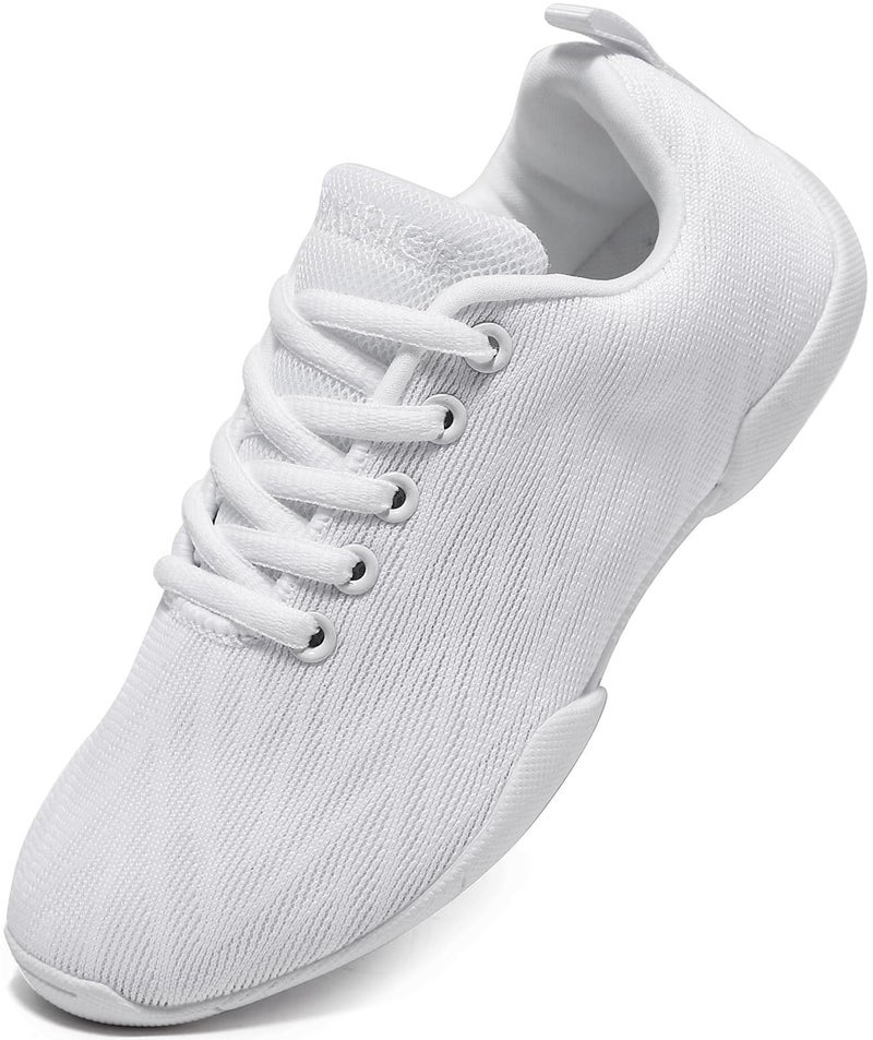 BAXINIER Girls Cheer Shoes White Youth Competition Cheerleading Dance Sneakers Lightweight Athletic Training Tennis Walking Footwear - White 12 Little Kid - Image 1