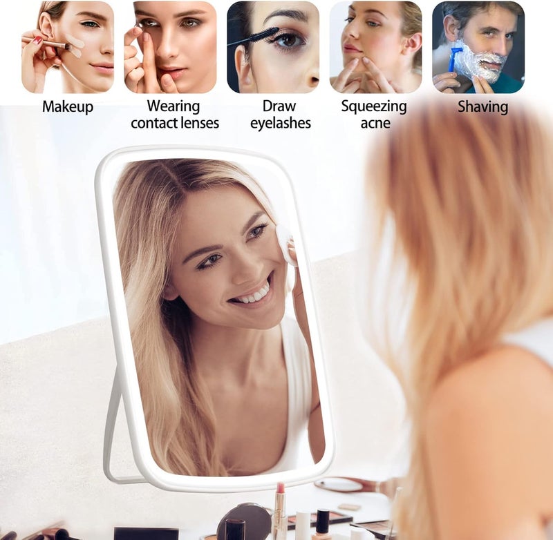 INFLUX LED Makeup Mirror with Adjustable Brightness & 3 Color Modes – Rechargeable Mirror with Lights for Perfect Makeup Application, Ideal for Home, Bathroom, Travel, and Portable Beauty Needs - Image 3