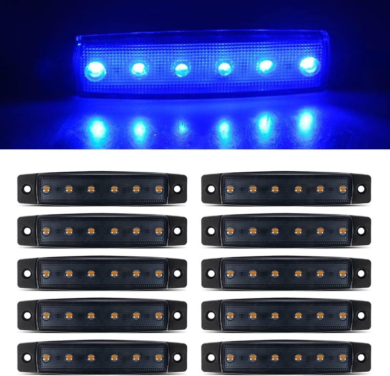 FXC 10pack 12V Smoked Blue LED Trailer Marker Lights 3.8" Side Marker Clearance Light Bar Front Rear Signal Indicator Light Strip Waterproof for Trailer Truck Van Pickup ATV UTV RV - Image 1