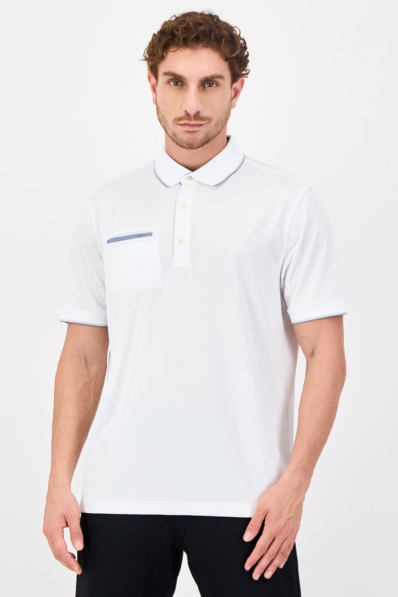 Greg Norman Men Sportswear Fit Short Sleeve Golf Polo Shirt, White - Image 1