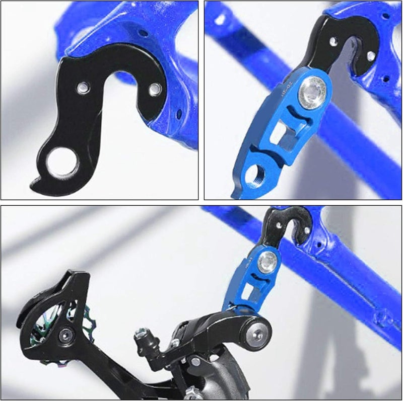 cheekyglo Bike Rear Derailleur Hanger,Durable Aluminum Alloy Tail Hook Extender Bicycle Derailleur Extender for Mountain Bike blue - Image 2