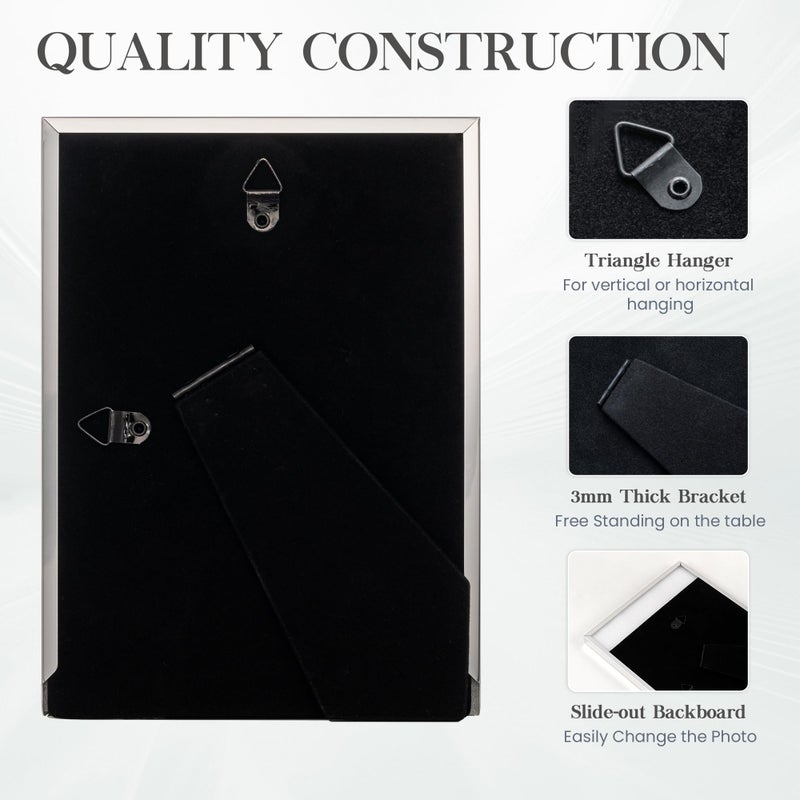 Axeman 4x6 Enamel Picture Frames with Tempered Glass|4 x 6 Modern Photo Frame with Silver Metal Edge Velvet Back for Tabletop and Wall Mount Display for Shelf  Desk & Countertop Decor  White - Image 4