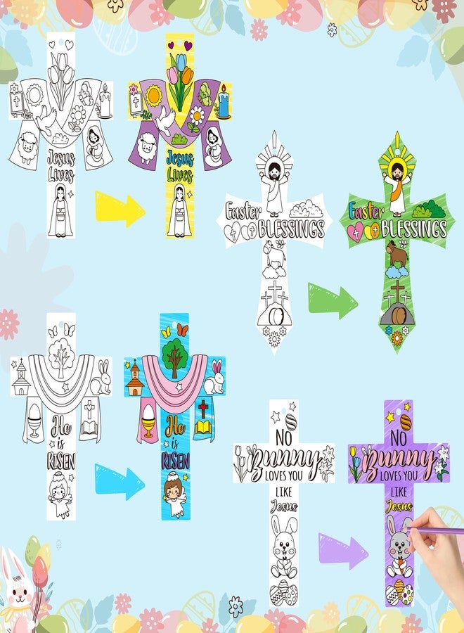 سي واي 2 سايد مجموعة CY2SIDE مكونة من 80 قطعة، صليب "هو المسيح" قابل للتلوين، اصنع بنفسك زينة صليب قيامة يسوع، صليب ورقي سحري للتلوين، مناسب للأنشطة الدينية المسيحية في مدارس الأحد والمنزل - Image 3