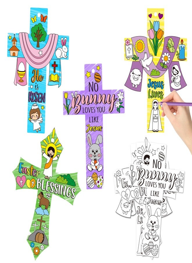 سي واي 2 سايد مجموعة CY2SIDE مكونة من 80 قطعة، صليب "هو المسيح" قابل للتلوين، اصنع بنفسك زينة صليب قيامة يسوع، صليب ورقي سحري للتلوين، مناسب للأنشطة الدينية المسيحية في مدارس الأحد والمنزل - Image 1