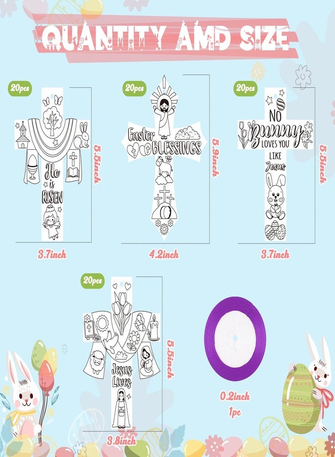 سي واي 2 سايد مجموعة CY2SIDE مكونة من 80 قطعة، صليب "هو المسيح" قابل للتلوين، اصنع بنفسك زينة صليب قيامة يسوع، صليب ورقي سحري للتلوين، مناسب للأنشطة الدينية المسيحية في مدارس الأحد والمنزل - Image 2