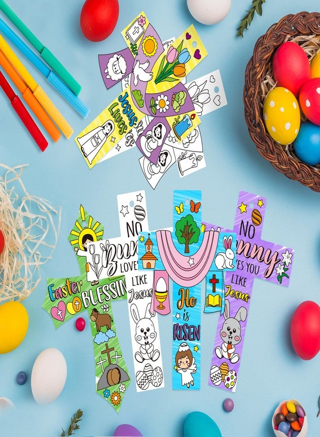 سي واي 2 سايد مجموعة CY2SIDE مكونة من 80 قطعة، صليب "هو المسيح" قابل للتلوين، اصنع بنفسك زينة صليب قيامة يسوع، صليب ورقي سحري للتلوين، مناسب للأنشطة الدينية المسيحية في مدارس الأحد والمنزل - Image 4