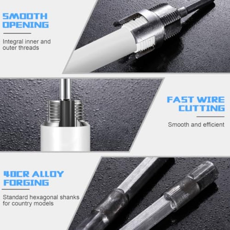 3 Pcs Pipe Thread Cutting Tool Integrated Internal and External Pipe Threading Tool Electric Drill Compatible PVC Tube Threader Kit, 1/2", 3/4", 1'' Tube Sizes Rethreading Kit - Image 5