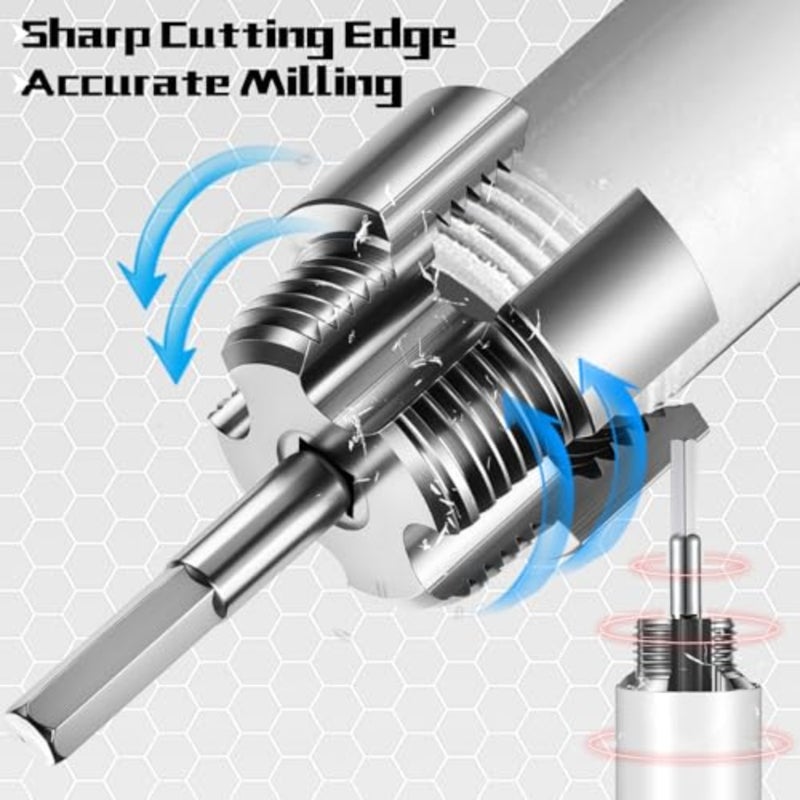 3 Pcs Pipe Thread Cutting Tool Integrated Internal and External Pipe Threading Tool Electric Drill Compatible PVC Tube Threader Kit, 1/2", 3/4", 1'' Tube Sizes Rethreading Kit - Image 4