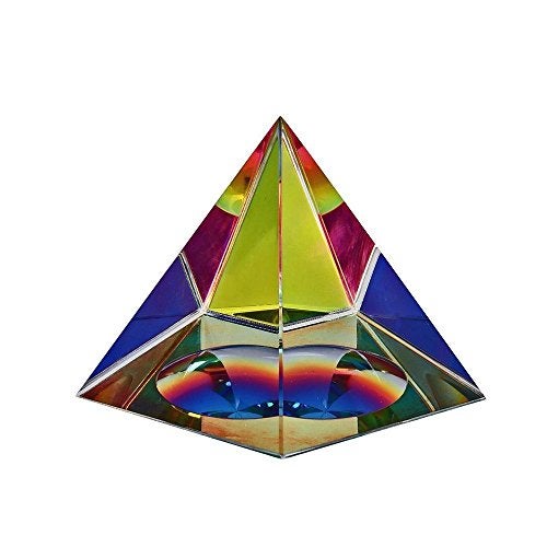 Amlong Crystal Iridescent Pyramid - Rainbow Colors 2.5 Inches Tall with Gift Box - Image 1