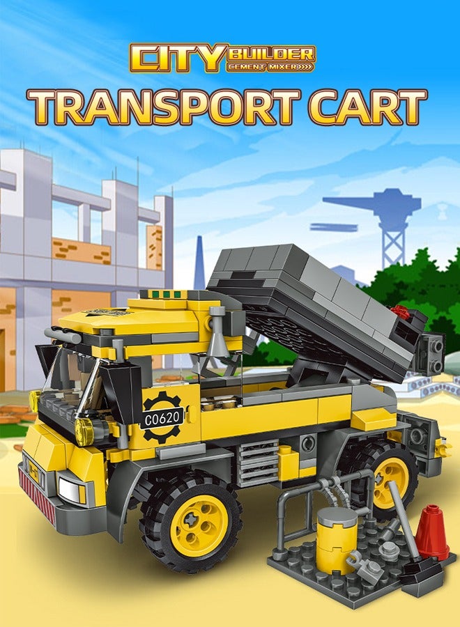 City 297PCS City Builder Toy Building Blocks Set,Concrete Mixer Truck Model Building Set,2 in 1 Kids Construction Truck Toy ,City Cement Mixer Truck Building Kit,Transport Cart Toy Building Blocks,Realistic Construction Vehicle Toy for Kids Ages 6+ - Image 4