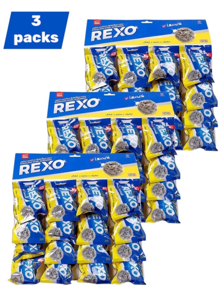 ركسو سلك تنظيف استانلس – 3 عبوات (إجمالي 48 قطعة) - Image 1