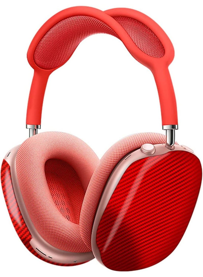 MONOCARBON Real Carbon Fiber for Airpods Max Case Cover Ultra Protective & Lightweight - Glossy Red - Image 1